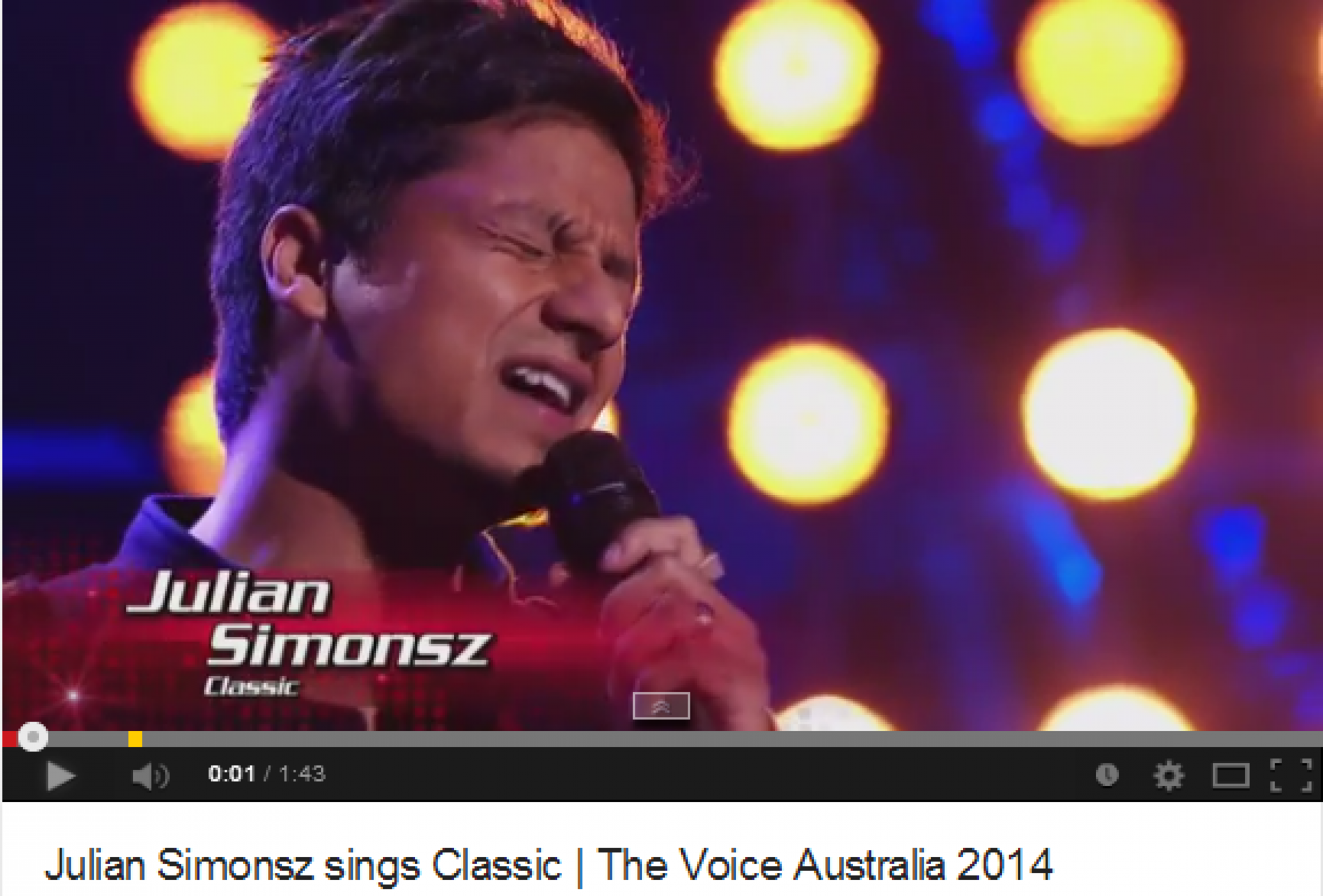 Julian Simonsz sings Classic | The Voice Australia 2014