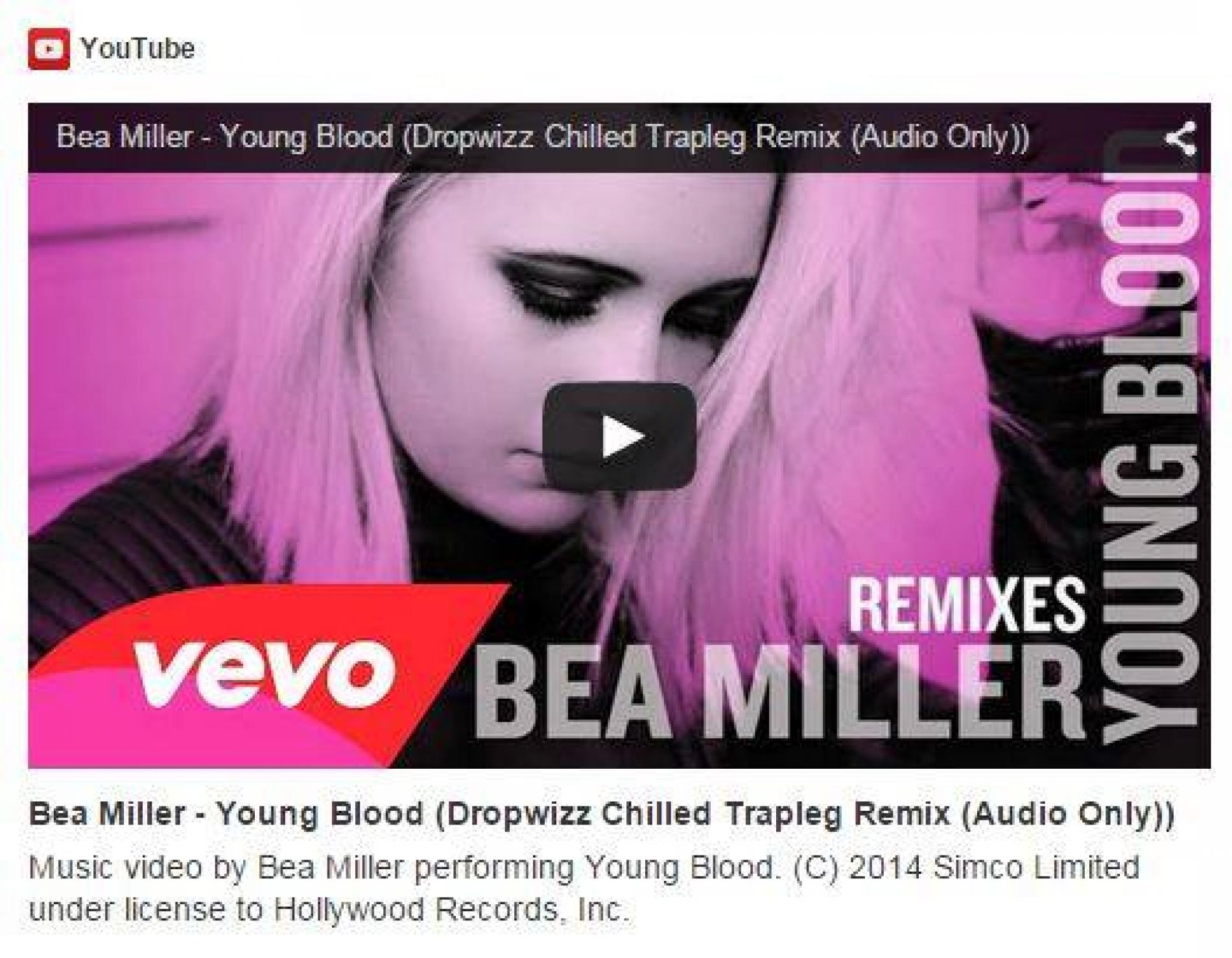 Dropwizz’s Remix Of Bea Millers “Young Blood”Got An Official Release Thru Hollywood Records