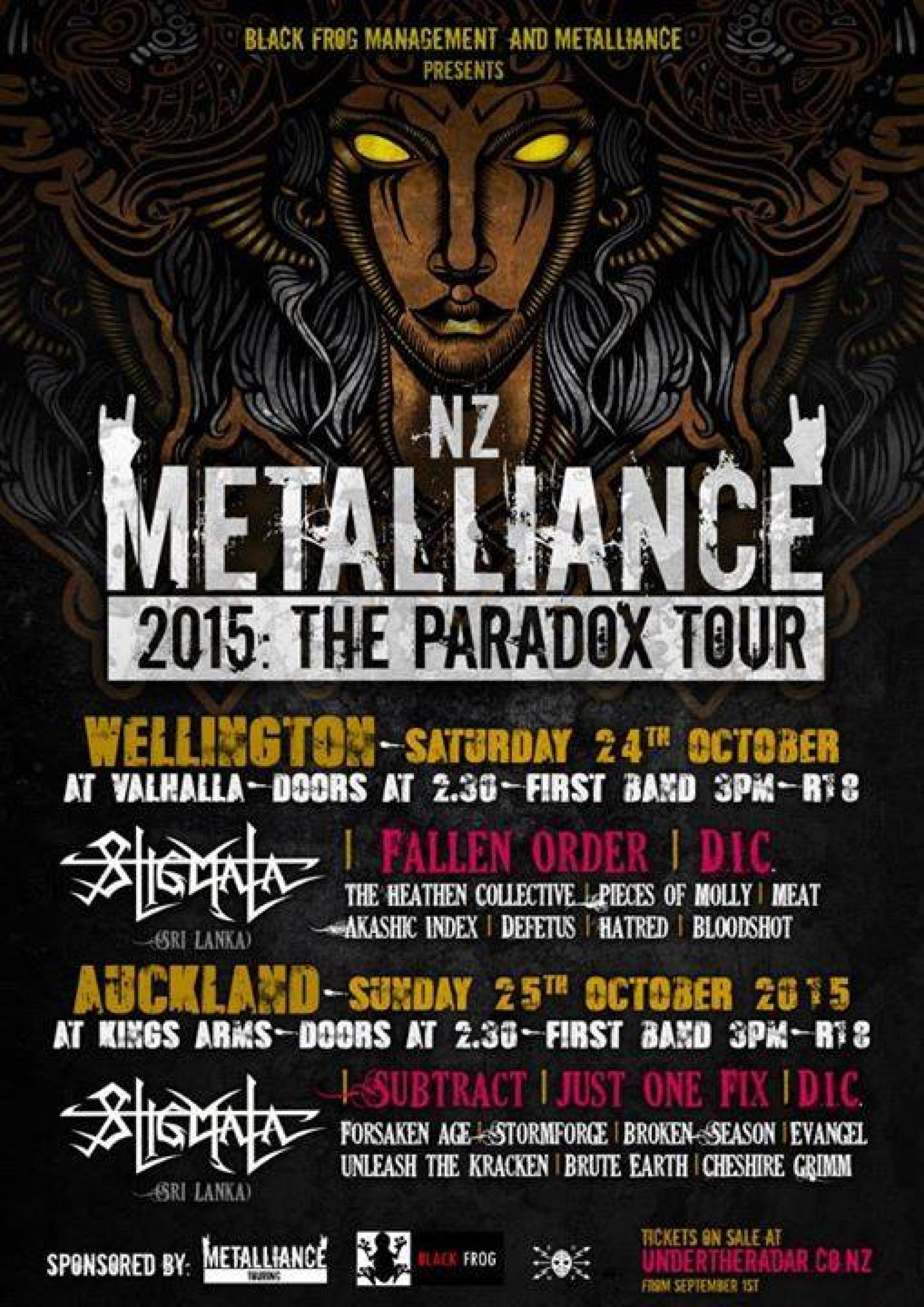 Stigmata Announces : Metalliance New Zealand 2015: The Paradox Tour