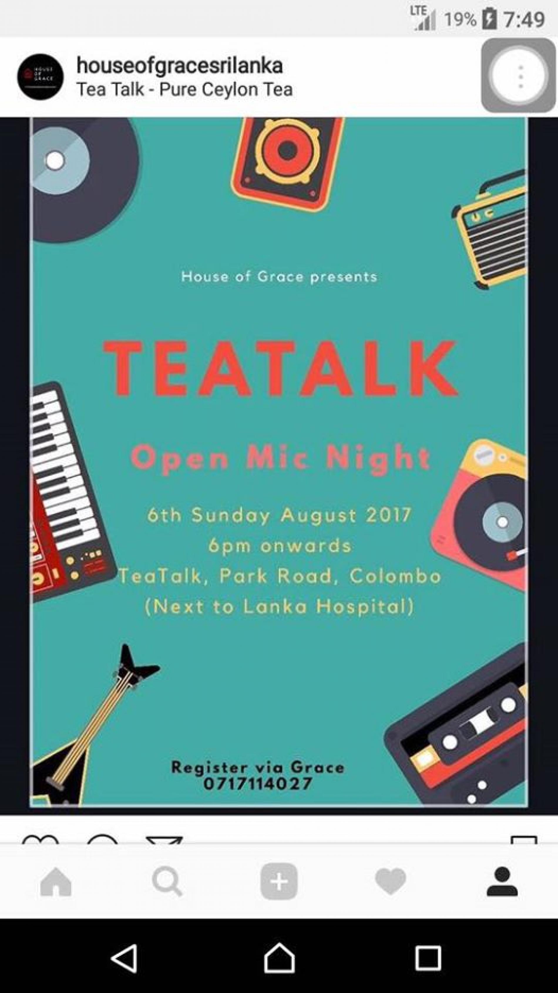 Tea Talk – Open Mic Night