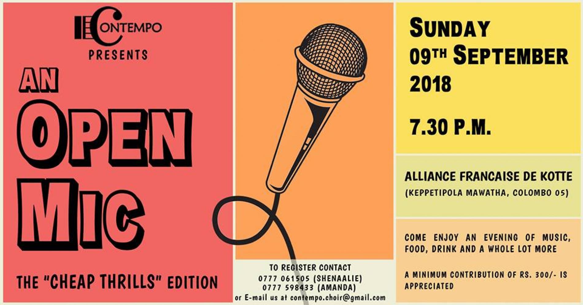 Contempo Presents : An Open Mic – The “Cheap Thrills” Edition