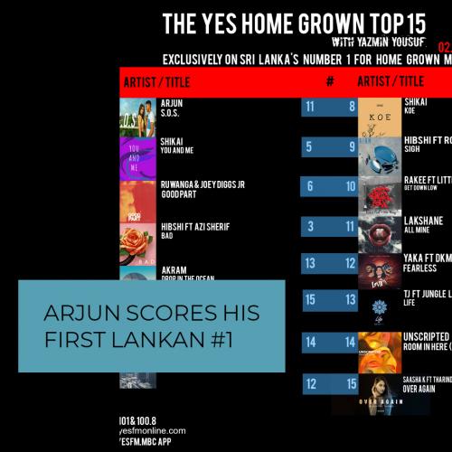 Arjun Hits Number 1 On The YES Home Grown Top 15