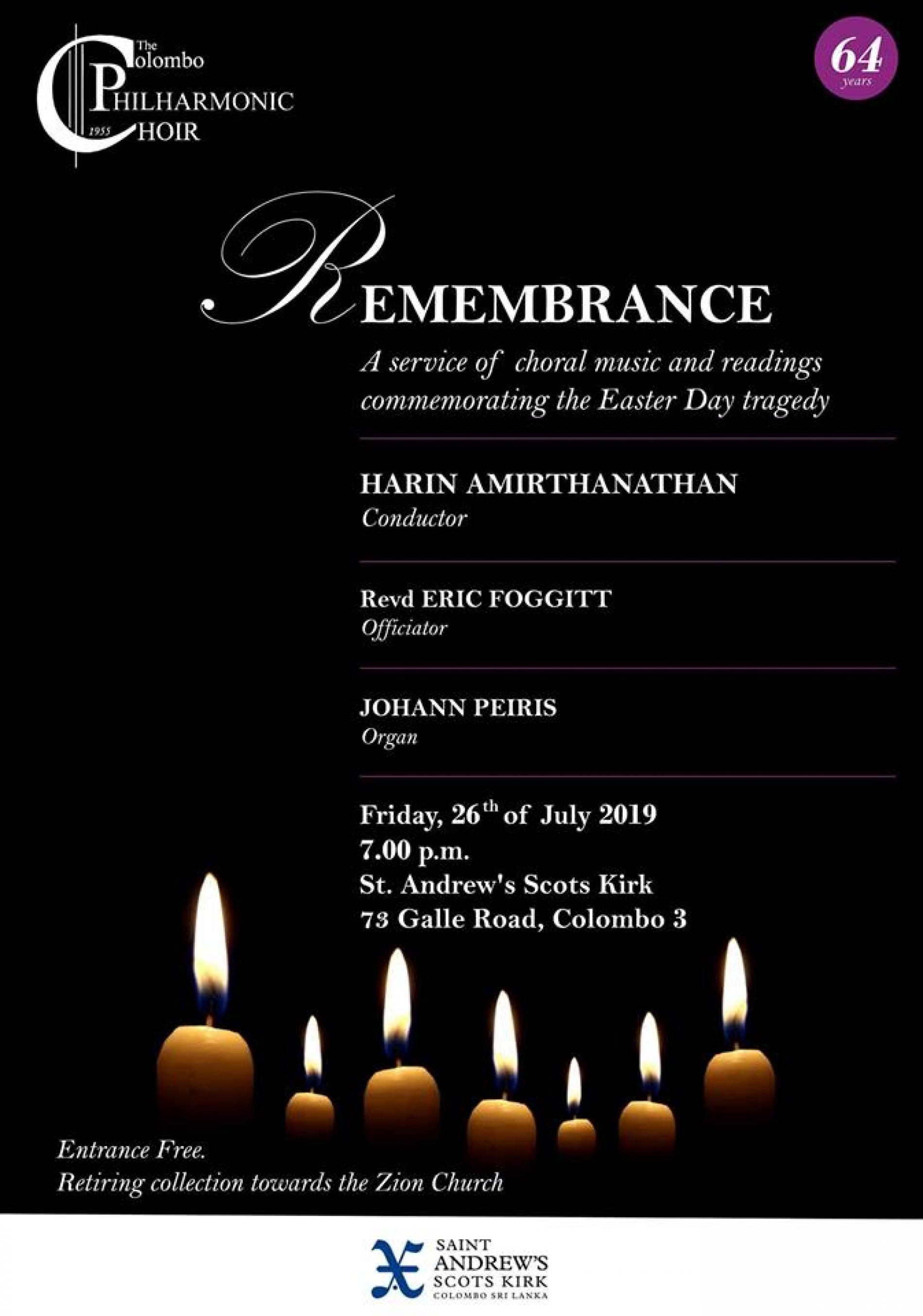 Remembrance – A Service Of Choral Music And Readings