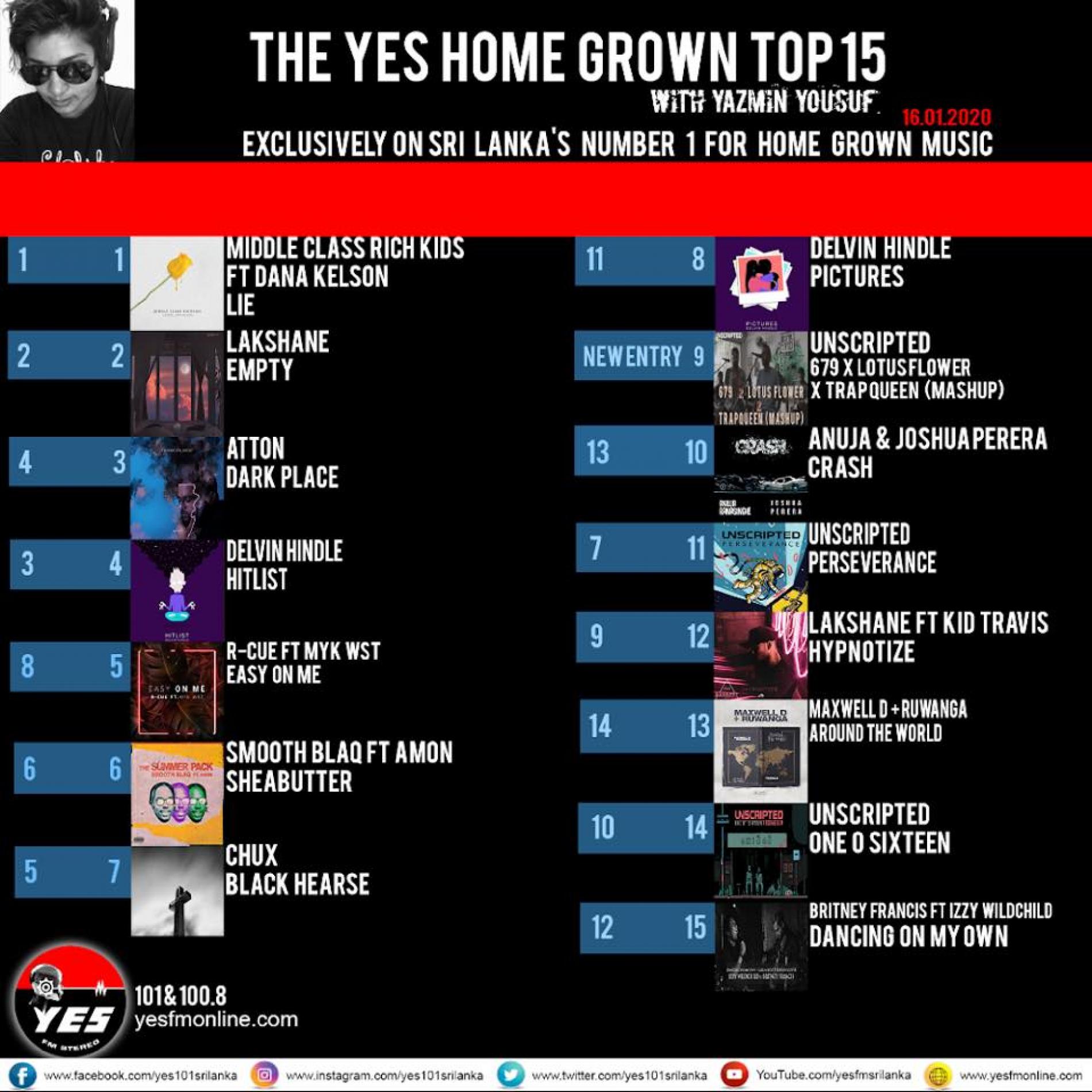 ‘Lie’ Is Still The Biggest Single On The YES Home Grown Top 15!