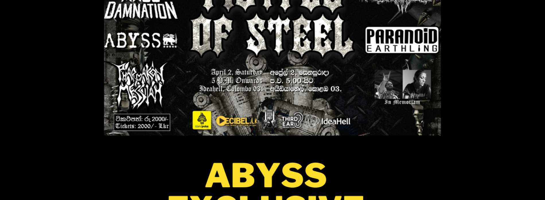 News : Abyss To Take Stage @ A Fitful Of Steel On Saturday!