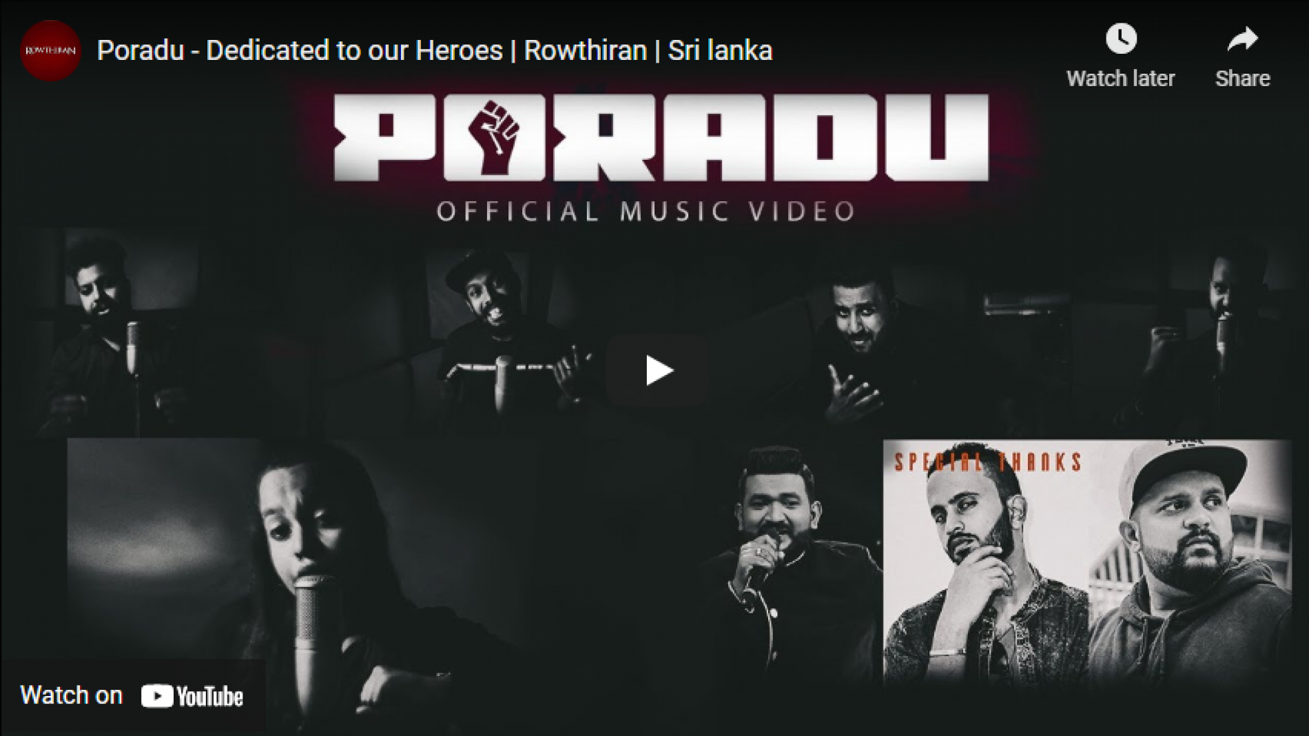 New Music : Poradu – Dedicated to our Heroes | Rowthiran | Sri lanka