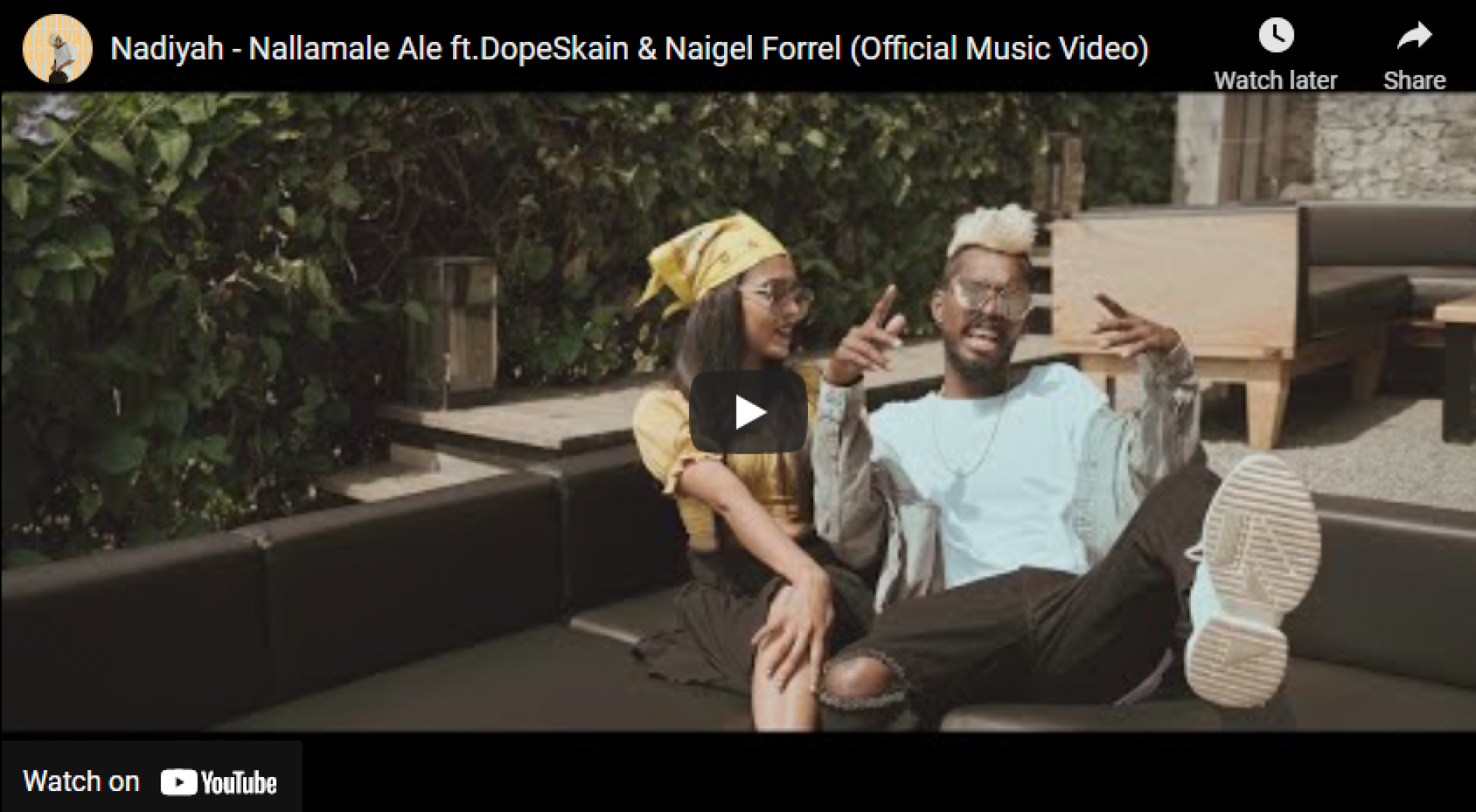 New Music : Nadiyah – Nallamale Ale ft. DopeSkain & Naigel Forrel (Official Music Video)