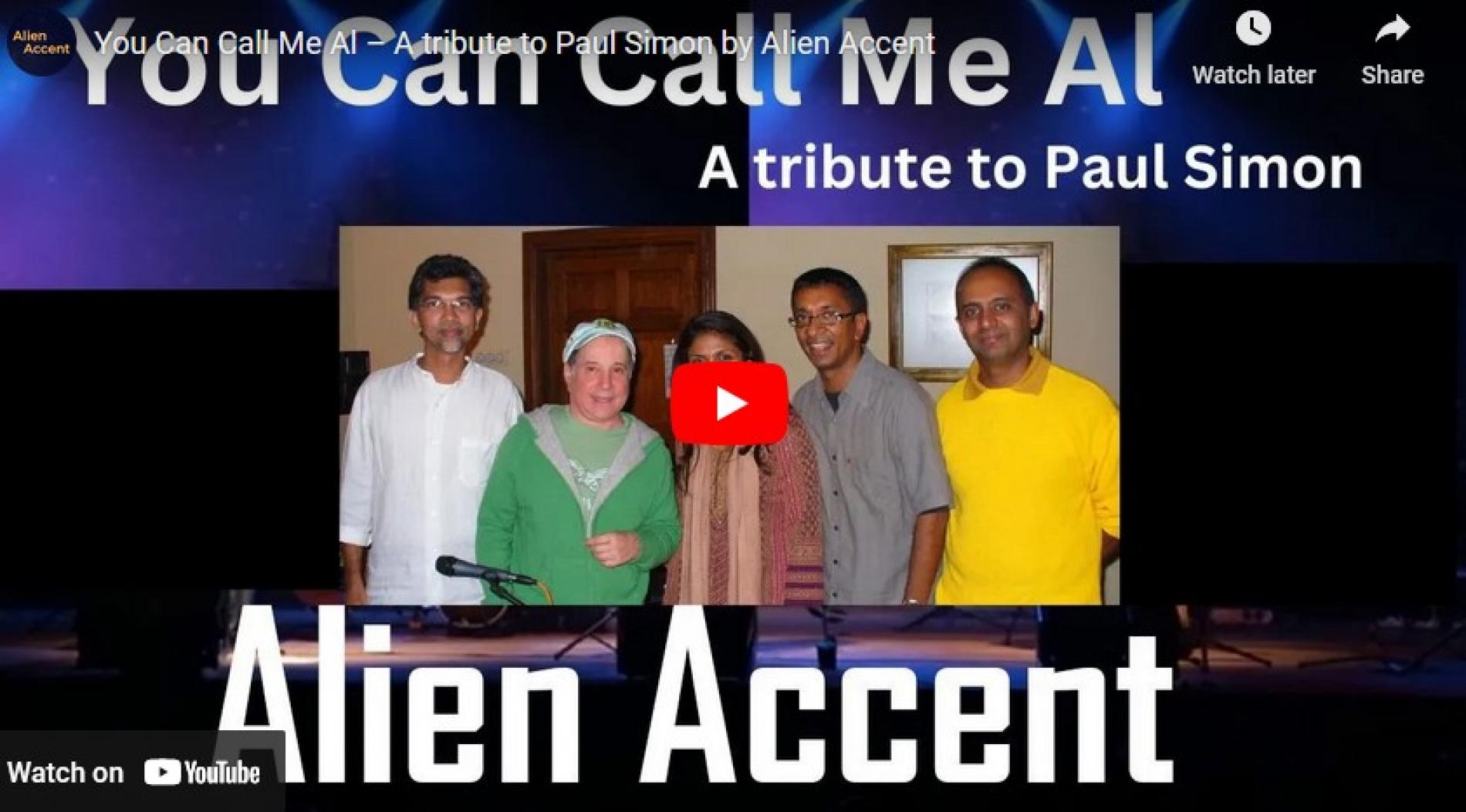 You Can Call Me Al – A Tribute To Paul Simon By Alien Accent