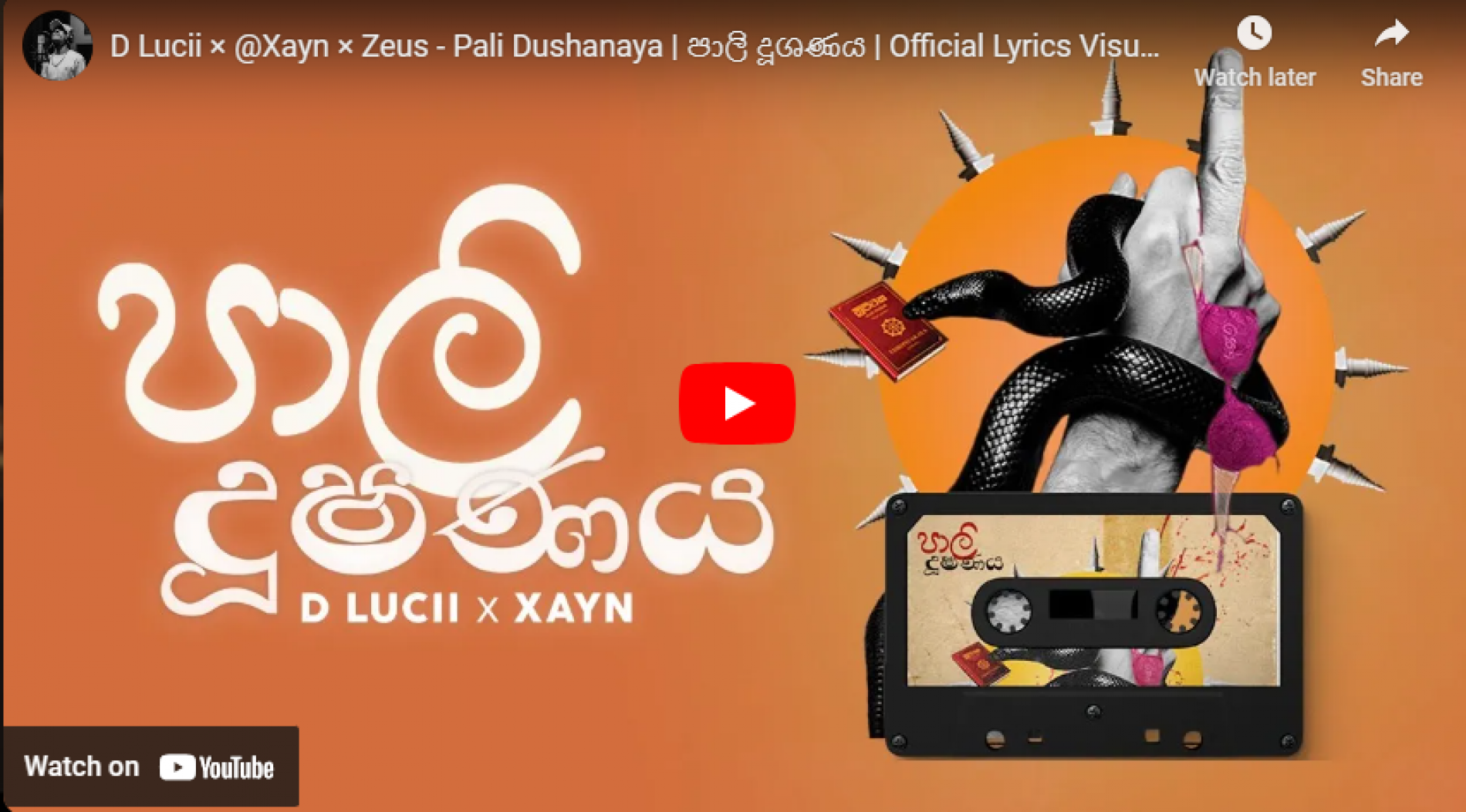 New Music : D Lucii × @Xayn × Zeus – Pali Dushanaya | පාලි දූශණය | Official Lyrics Visualizer